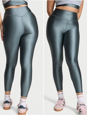 Victoria's Secret Glossy Tech Liquid Shine Leggings Sz XL NWT Dark Steel